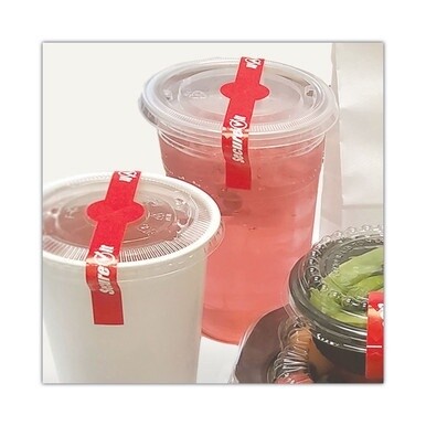 SecureIT Tamper Evident Food Container Seals, 1&quot; x 7&quot;, Red, Paper, 250/Roll, 2 Rolls/Pack