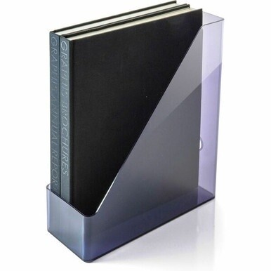Officemate Literature/Magazine Holder - Vertical - 12.2&quot; x 10.3&quot; x 4.3&quot; x - Plastic - 1 Each - Translucent Gray - Sturdy, Durable, Reusable