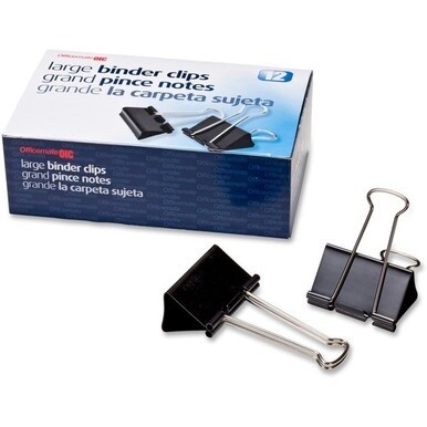 Officemate Binder Clips - Large - 2&quot; Width - 1&quot; Size Capacity - 12 / Box - Black