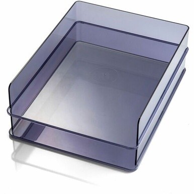 Officemate Stackable Letter Trays, Made from Recycled Bottles, 2PK - 2.8&quot; Height x 12.8&quot; Width x 10.2&quot; DepthDesktop - Stackable - Translucent Gray - Plastic - 2 Pack
