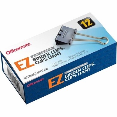 Officemate Binder Clip - Medium - 4.8&quot; Length x 2.4&quot; Width - 0.63&quot; Size Capacity - for Binder - 12 / Box - Gray