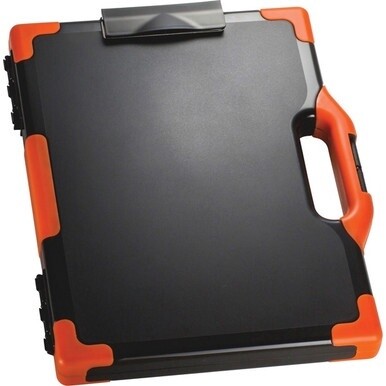 Officemate Carry-All Clipboard Storage Box - Storage for Tablet, Notebook - 8 1/2&quot; , 8 1/2&quot; x 11&quot; , 14&quot; - Black, Orange - 1 Each