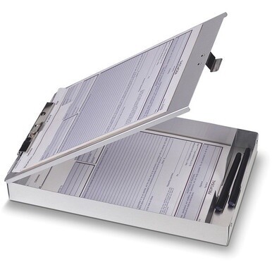 Officemate Storage Form Holder - 1&quot; Clip Capacity - Storage for Stationary - 8 1/2&quot; x 12&quot; - Aluminum - 1 Each