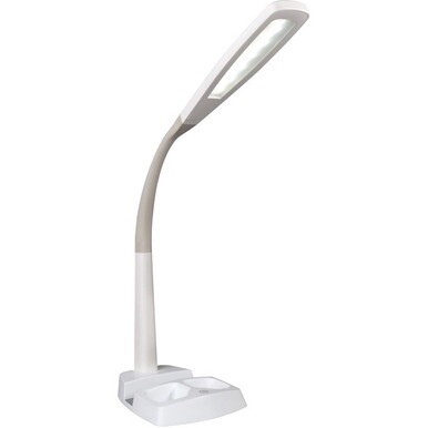 OttLite LED Desk Lamp with Charging Station - 26.5&quot; Height - 7.5&quot; Width - LED Bulb - USB Charging, Flexible Arm, Adjustable Height, ClearSun LED - Plastic - Desk Mountable - White - for Tablet, Phone,