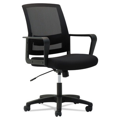 Mesh Mid-Back Chair, Supports Up to 225 lb, 17&quot; to 21.5&quot; Seat Height, Black