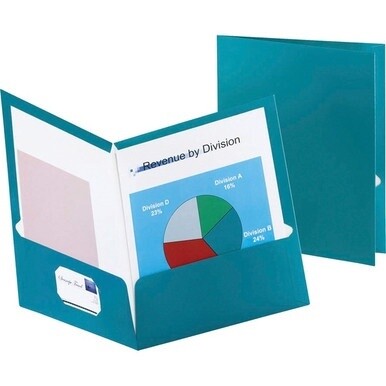 Oxford Letter Pocket Folder - 8 1/2&quot; x 11&quot; - 150 Sheet Capacity - 2 Internal Pocket(s) - Teal - 25 / Box