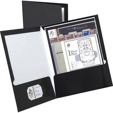 Oxford Letter Pocket Folder - 8 1/2&quot; x 11&quot; - 2 Pocket(s) - Black - 25 / Box