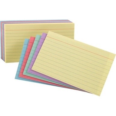 Oxford Ruled Color Index Cards - 4&quot; x 6&quot; - 100 / Pack - Sustainable Forestry Initiative (SFI) - Acid-free - Cherry, Blue, Green, Canary, Violet