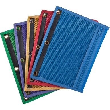Oxford Zipper Binder Pockets - 7 1/2&quot; x 10 1/2&quot; Sheet - Ring Binder - Assorted - Vinyl - 1 Each