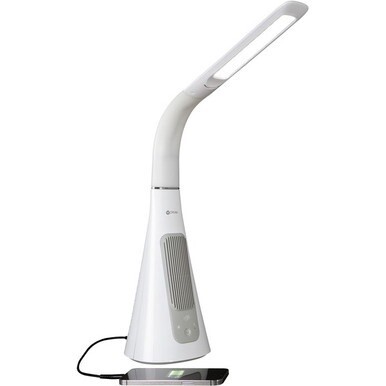 OttLite SanitizingPRO LED Desk Lamp with UVC Air Purifier - LED Bulb - Sanitizing, Glare-free Light, USB Charging, Adjustable Height - Desk Mountable - White, Gray - for Desk, Phone, Cubicle, Studying