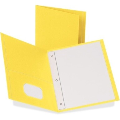 Oxford Letter Recycled Pocket Folder - 8 1/2&quot; x 11&quot; - 3 Fastener(s) - 1/2&quot; Fastener Capacity for Folder - 2 Inside Front &amp; Back Pocket(s) - Leatherette - Yellow - 10% Recycled - 25 / Box