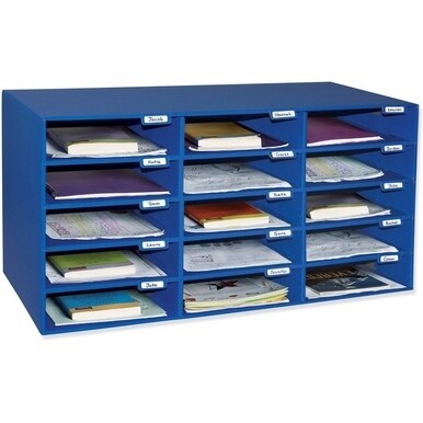 Classroom Keepers 15-Slot Mailbox - 15 Compartment(s) - Compartment Size 3&quot; x 12.50&quot; x 10&quot; - 16.4&quot; Height x 31.5&quot; Width x 12.9&quot; Depth - 70% Recycled - Blue - Cardboard - 1 Each