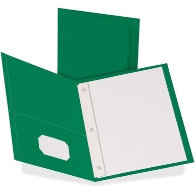 Oxford Letter Recycled Pocket Folder - 8 1/2&quot; x 11&quot; - 3 Fastener(s) - 1/2&quot; Fastener Capacity for Folder - 2 Inside Front &amp; Back Pocket(s) - Leatherette - Hunter Green - 10% Recycled - 25 / Box