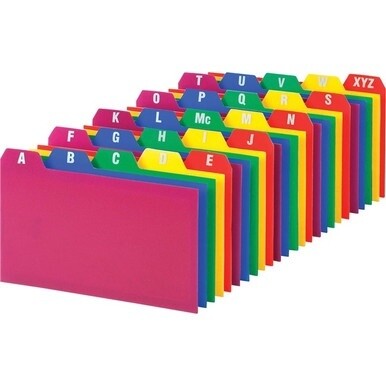 Oxford A-Z Poly Filing Index Cards - Printed Tab(s) - Character - A-Z - 5 Tab(s)/Set - 5" Divider Width x 3" Divider Length - Assorted Divider - Tear Resistant, Wear Resistant, Moisture Resistant - 25