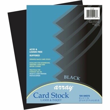 Pacon Card Stock Sheets - Letter- 8.50&quot; x 11&quot; - 65 lb Basis Weight - 100 Sheets/Pack - Card Stock - Black