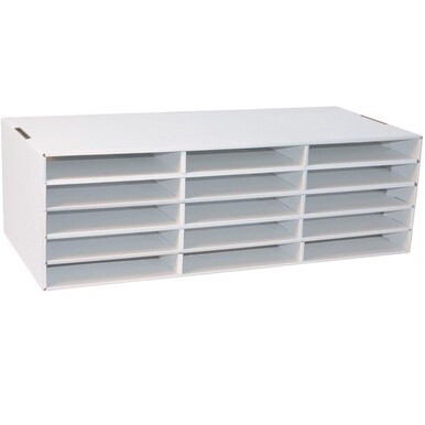 Classroom Keepers 9&quot; x 12&quot; Construction Paper Storage - 15 Compartment(s) - Compartment Size 1.50&quot; x 10&quot; x 12.50&quot; - 9.4&quot; Height x 29.3&quot; Width x 12.9&quot; DepthDesktop - 70% Recycled - White - Corrugated C