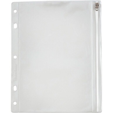 Oxford Zipper Binder Pockets - 10 1/2&quot; x 8&quot; Sheet - Ring Binder - Rectangular - Clear, White - Poly - 1 Each