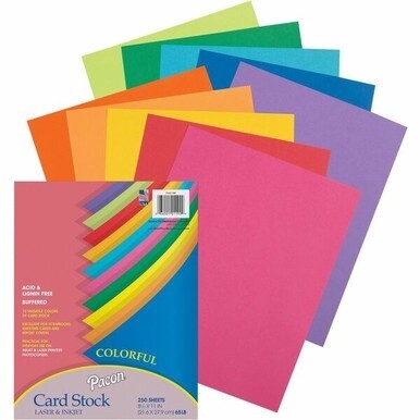 Pacon Colorful Cardstock Assortment - Assorted - Letter - 8 1/2&quot; x 11&quot; - 65 lb Basis Weight - 250 / Pack - Sustainable Forestry Initiative (SFI) - Assorted