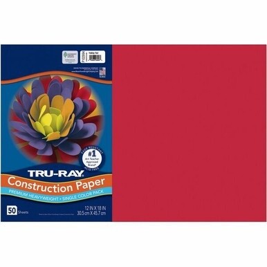 Tru-Ray Heavyweight Construction Paper - 18&quot;Width x 12&quot;Length - 50 / Pack - Holiday Red - Sulphite