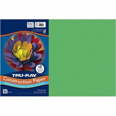 Tru-Ray Heavyweight Construction Paper - Art, Drawing - 18&quot;Width x 12&quot;Length - 50 / Pack - Festive Green - Sulphite