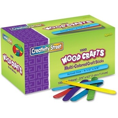 Creativity Street Bright Hues Wood Craft Sticks - Craft - 4.50"Height x 0.37"Width x 8"Length - 1 / Box - Assorted, Blue, Green, Yellow