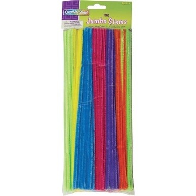 Creativity Street Jumbo Chenille Pipe Cleaners - Craft Project, Classroom - 12&quot;Height x 0.25&quot;Width x 236.2 milThickness x 15&quot;Length - 100 / Pack - Neon - Polyester