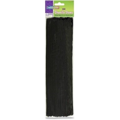Creativity Street Chenille Stems - Classroom Activities, Craft Project - Recommended For 4 Year x 12&quot;Length x 0.2&quot;Diameter - 100 / Pack - Black - Polyester