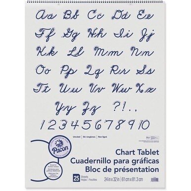 Pacon Unruled Chart Tablet - 25 Sheets - Plain - Spiral Bound - Unruled - 24&quot; x 32&quot; - White Paper - Stiff Cover - Sturdy Back, Recyclable - 1 Each