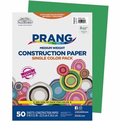 Prang Construction Paper - Multipurpose - 9&quot;Width x 12&quot;Length - 50 / Pack - Holiday Green