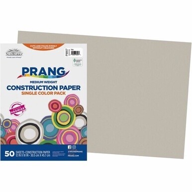 Prang Construction Paper - Multipurpose - 18&quot;Width x 12&quot;Length - 50 / Pack - Gray - Groundwood