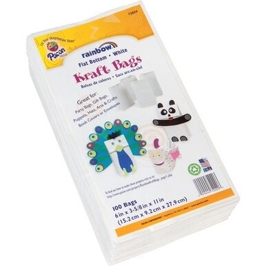 Creativity Street Kraft Bag - Art Project, Craft Project, Bag, Hat - 11&quot;Height x 6&quot;Width - 100 / Pack - White - Kraft