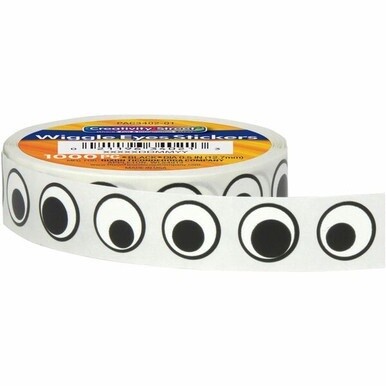Creativity Street Wiggle Eyes Stickers - Fun, Learning Theme/Subject - 1000 Eye - Self-adhesive - Black/White - 1000 / Pack - 1/2&quot;