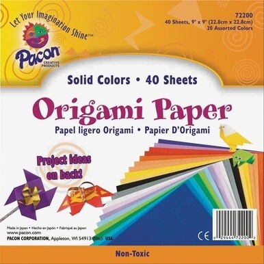 Pacon Origami Paper - Art, Craft - 9&quot;Height x 9&quot;Width - 40 / Pack - Assorted