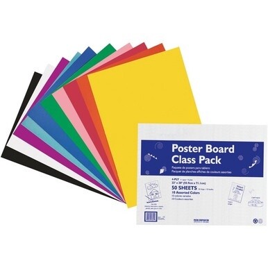 Pacon Poster Board Class Pack - Board and Banner - 22&quot;Width x 28&quot;Length - 50 / Carton - Assorted