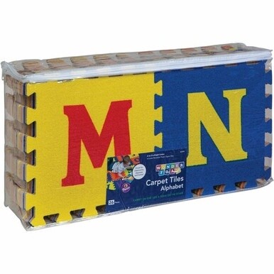 Creativity Street WonderFoam Alphabet Carpet Tiles - 12&quot; Length x 12&quot; Width - Square - Assorted - Foam
