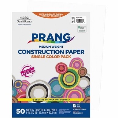 Prang Construction Paper - 12&quot;Width x 9&quot;Length - 50 / Pack - Bright White
