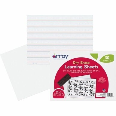 GoWrite! Dry Erase Learning Board - Dry-erase, Two-Sided, 3/4&quot; Rule/Plain - 11&quot; Width x 8.25&quot; Height - White Surface - Rectangle - No - 30 / Pack