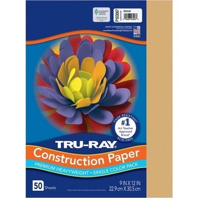 Tru-Ray Construction Paper - Art Project, Craft Project - 9&quot;Width x 12&quot;Length - 76 lb Basis Weight - 50 / Pack - Almond - Fiber, Sulphite