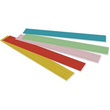Pacon&amp;reg; Kraft Lightweight Sentence Strips - 3&quot;H x 24&quot;W - Dual-Sided - 1.5&quot; Rule/Single Line Rule - 100 Strips/Pack - 5 Assorted Colors