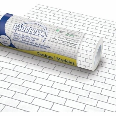 Fadeless Bulletin Board Paper Rolls - Classroom, Door, File Cabinet, School, Home, Office Project, Display, Table Skirting, Party, Decoration - 48&quot;Width x 50 ftLength - 1 Roll - White Subway Tile - Pa