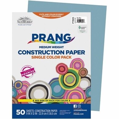 Prang Construction Paper - Multipurpose - 12&quot;Width x 9&quot;Length - 50 / Pack - Sky Blue - Groundwood