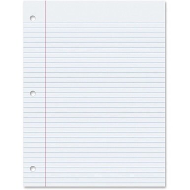 Pacon College Ruled Filler Paper - 100 Sheets - College Ruled - 0.28&quot; Ruled - Red Margin - 3 Hole(s) - 8&quot; x 10 1/2&quot; - White Paper - Smooth, Punched - 100 / Pack