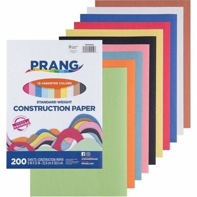 Prang Construction Paper - Art Project, Craft Project, Fun and Learning, Cutting, Pasting - 9&quot;Width x 12&quot;Length - 200 / Pack - Assorted