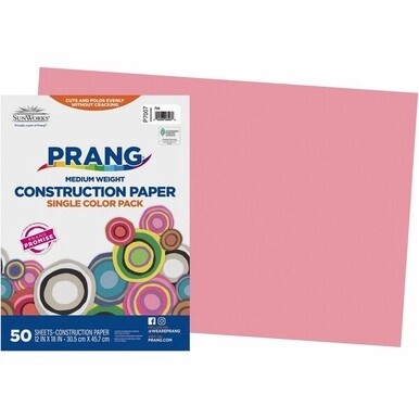 Prang Construction Paper - Multipurpose - 12&quot;Width x 18&quot;Length - 50 / Pack - Pink