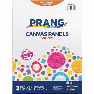Prang Canvas Panels - Painting, Art - 3 Piece(s) x 9&quot;Width x 125 milThickness x 12&quot;Length - 3 / Pack - White - Acrylic