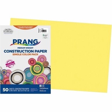 Prang Construction Paper - Multipurpose - 12&quot;Width x 18&quot;Length - 50 / Pack - Yellow
