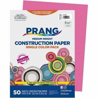 Prang Construction Paper - Multipurpose - 12&quot;Width x 9&quot;Length - 50 / Pack - Hot Pink
