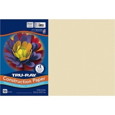 Tru-Ray Construction Paper - Art Project, Craft Project - 12&quot;Width x 18&quot;Length - 76 lb Basis Weight - 50 / Pack - Ivory - Fiber, Sulphite