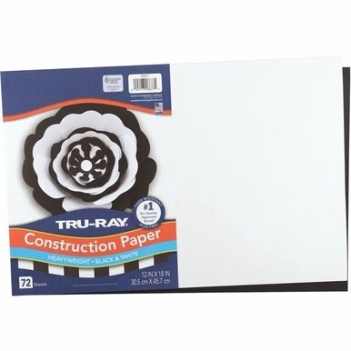 Tru-Ray Construction Paper - Art Project, Craft Project - 12&quot;Width x 18&quot;Length - 72 Sheet - Black, White - Sulphite, Fiber, Paper