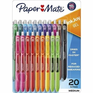 Paper Mate InkJoy&amp;reg; Gel Pens, Medium Point, 0.7 mm, Assorted Colors, Pack Of 20 - Medium Pen Point - 0.7 mm Pen Point Size - Retractable - Assorted Liquid Ink - Assorted Barrel - 20 Pack